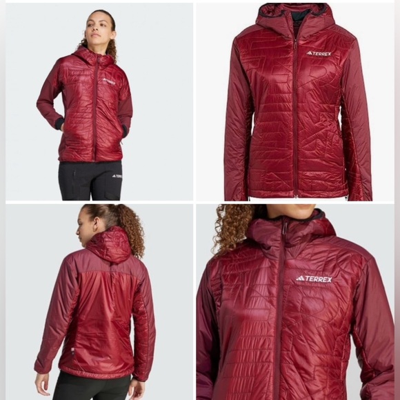 adidas Women's Terrex Xperior Varilite Primaloft Hooded Jacket Shadow Red size S - Picture 1 of 13